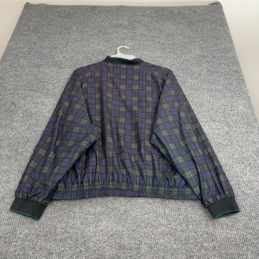 Woodlake Windbreaker Mens XL Green Blue Polyester Plaid V Neck Golf Pullover - Picture 8 of 9